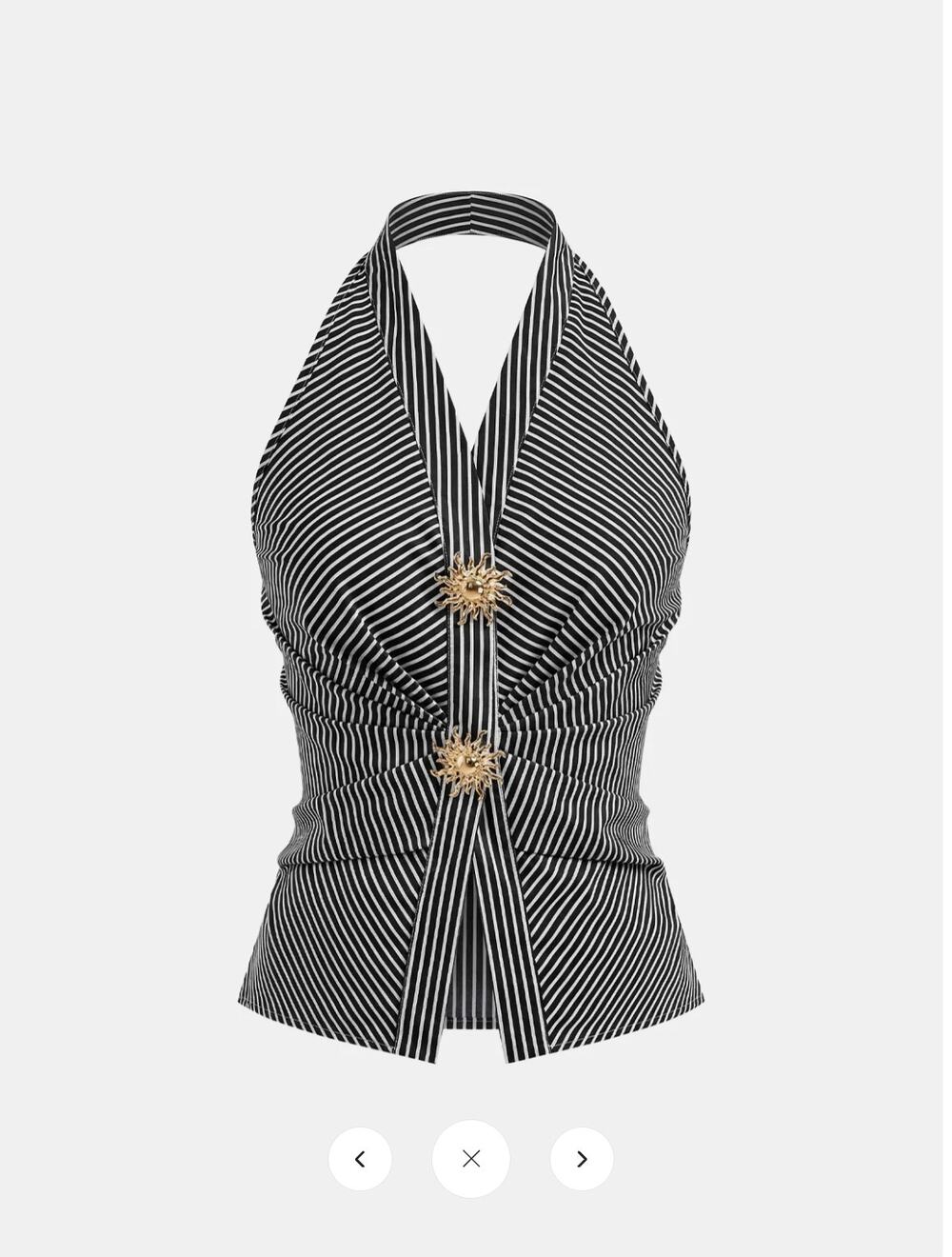 NWT Commense Cotton Blend Striped Halter Top Sz XL